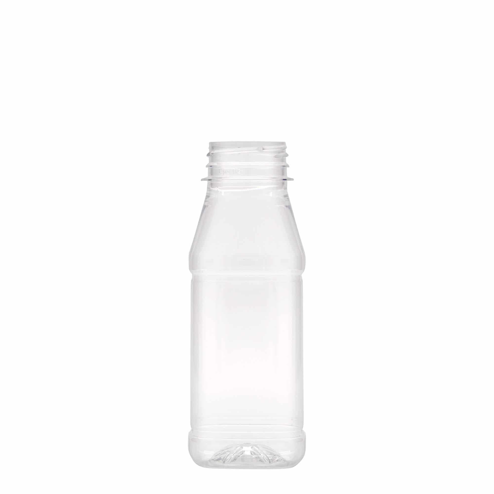 250 ml PET-flaske 'Milk and Juice Carré', kvadratisk, plast, åbning: 38 mm