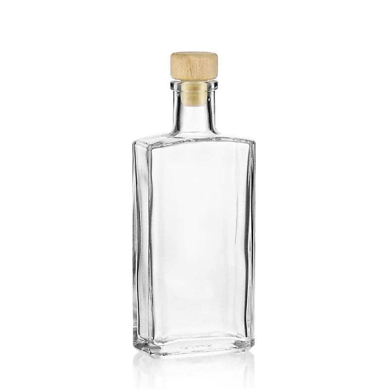 200 ml glasflaske 'Shiny', firkantet, åbning: Kork