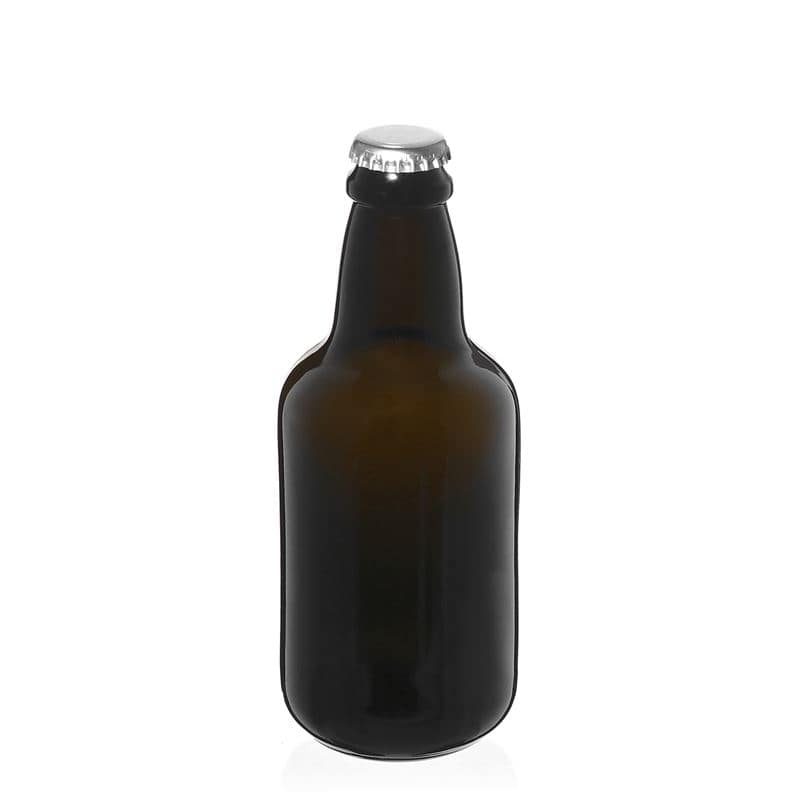 330 ml ølflaske 'Era', glas, antikgrøn, åbning: Kronekapsel