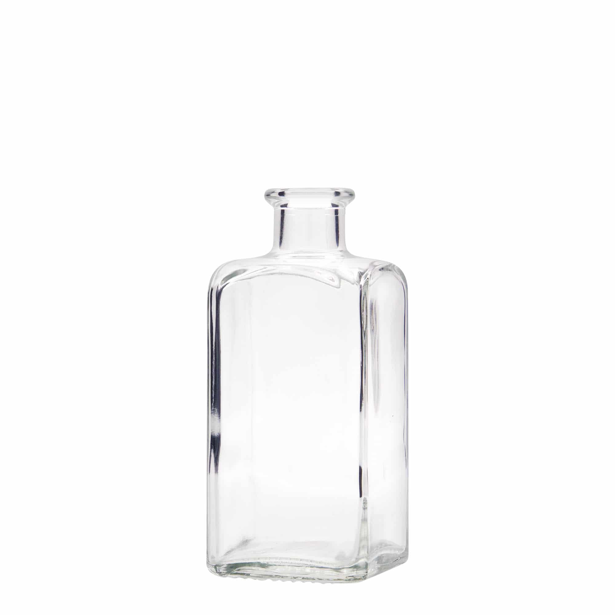 250 ml glasflaske apoteker 'Carré', kvadratisk, åbning: Kork