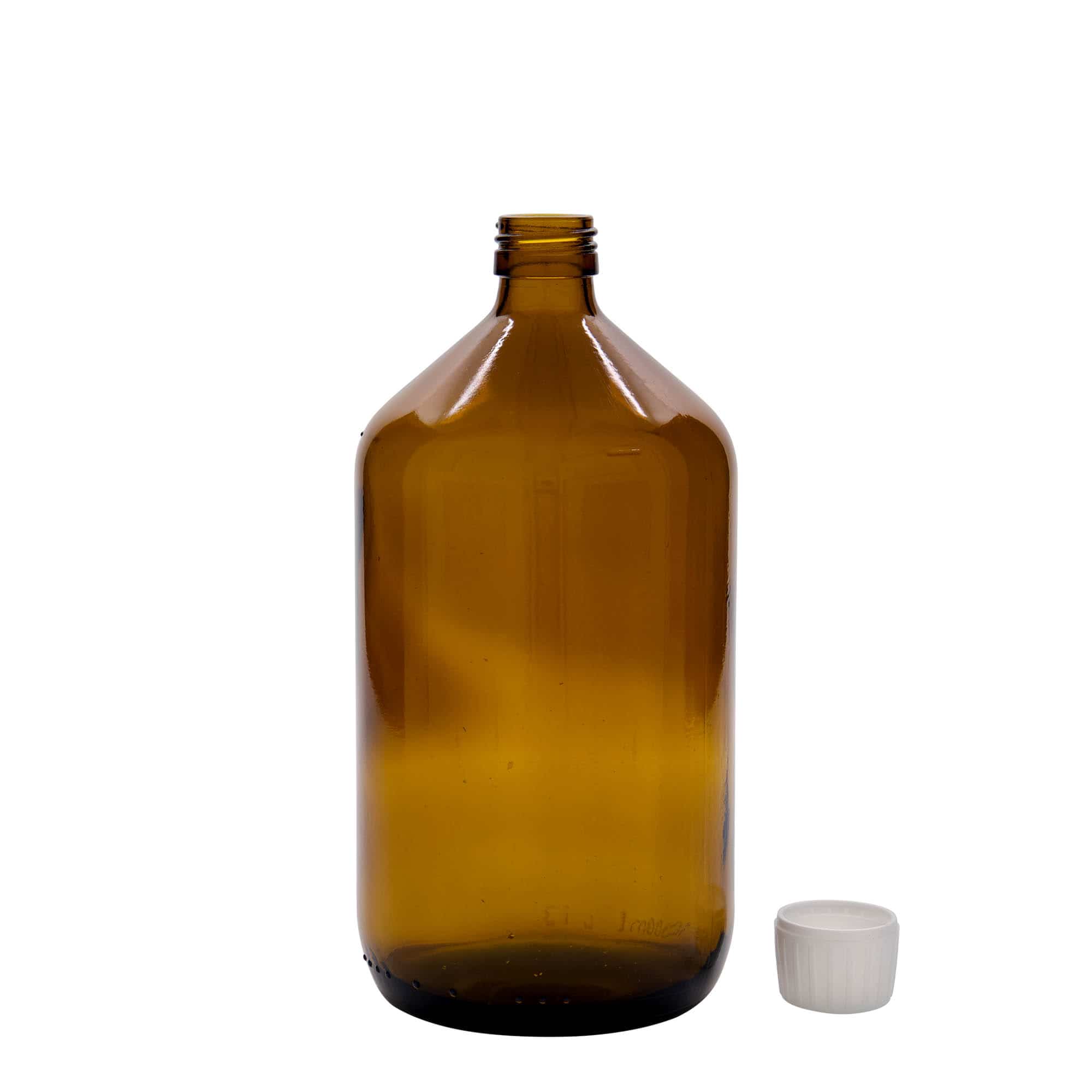 1.000 ml medicinflaske, brun, glas, åbning: PP 28