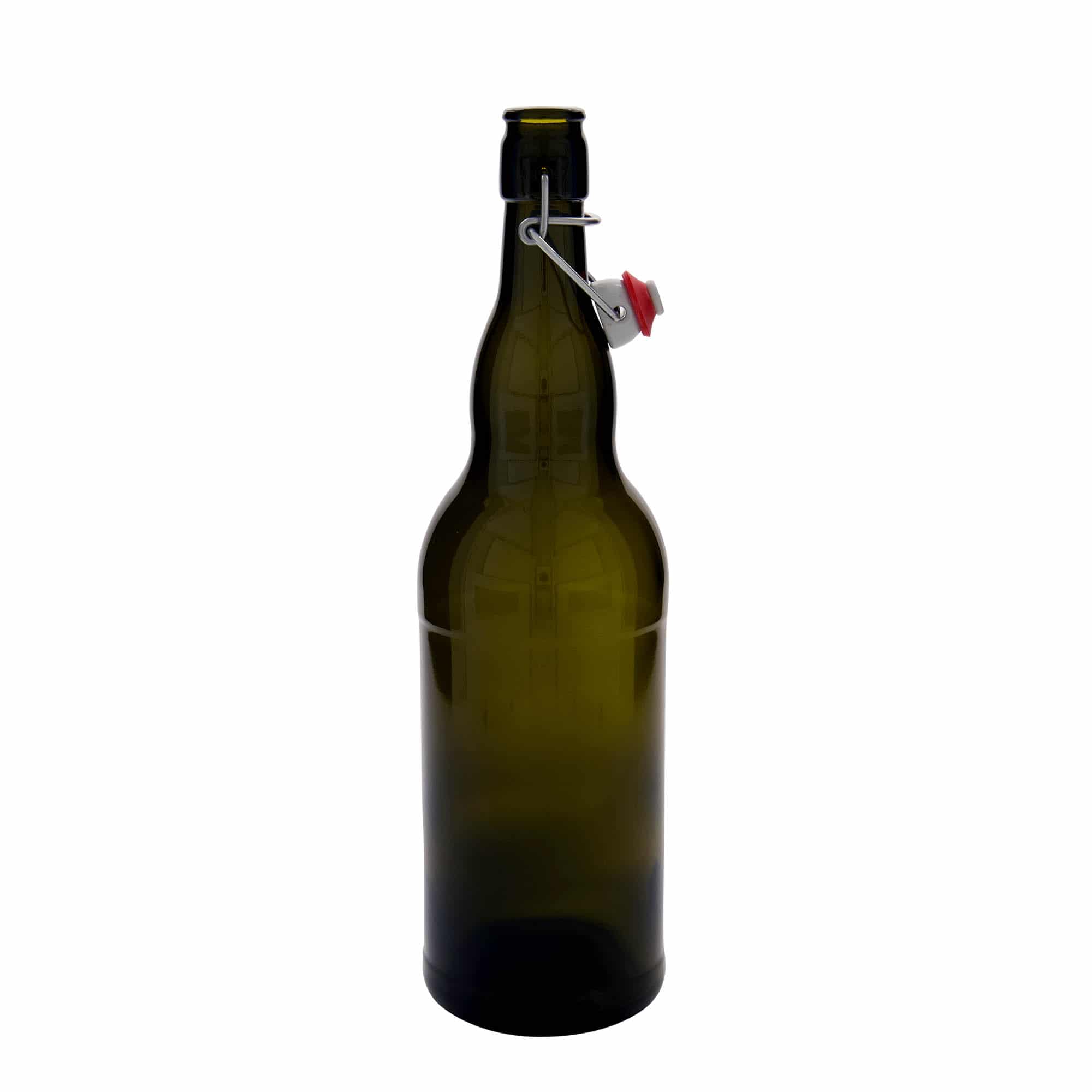 1.000 ml ølflaske Belgien, glas, antikgrøn, åbning: Patentlåg