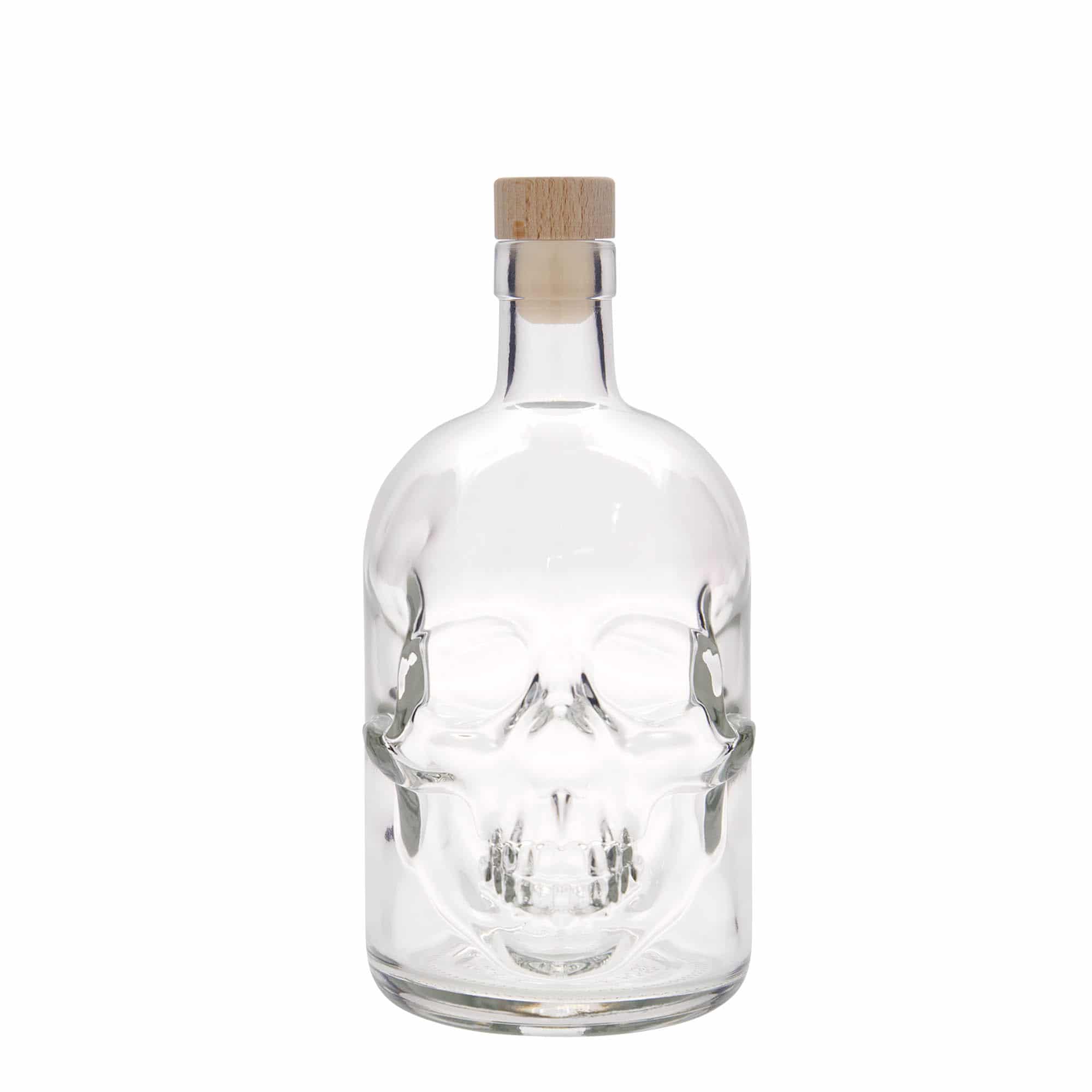 700 ml glasflaske 'Dødningehoved', åbning: Kork