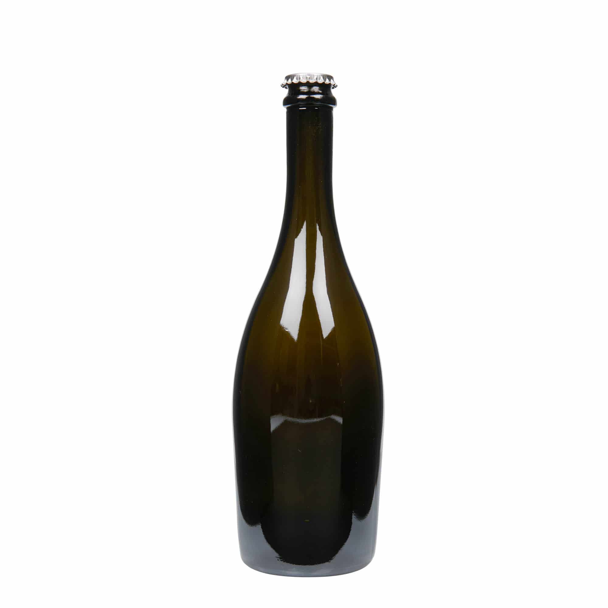 750 ml champagneflaske 'Carmen', glas, antikgrøn, åbning: Kronekapsel