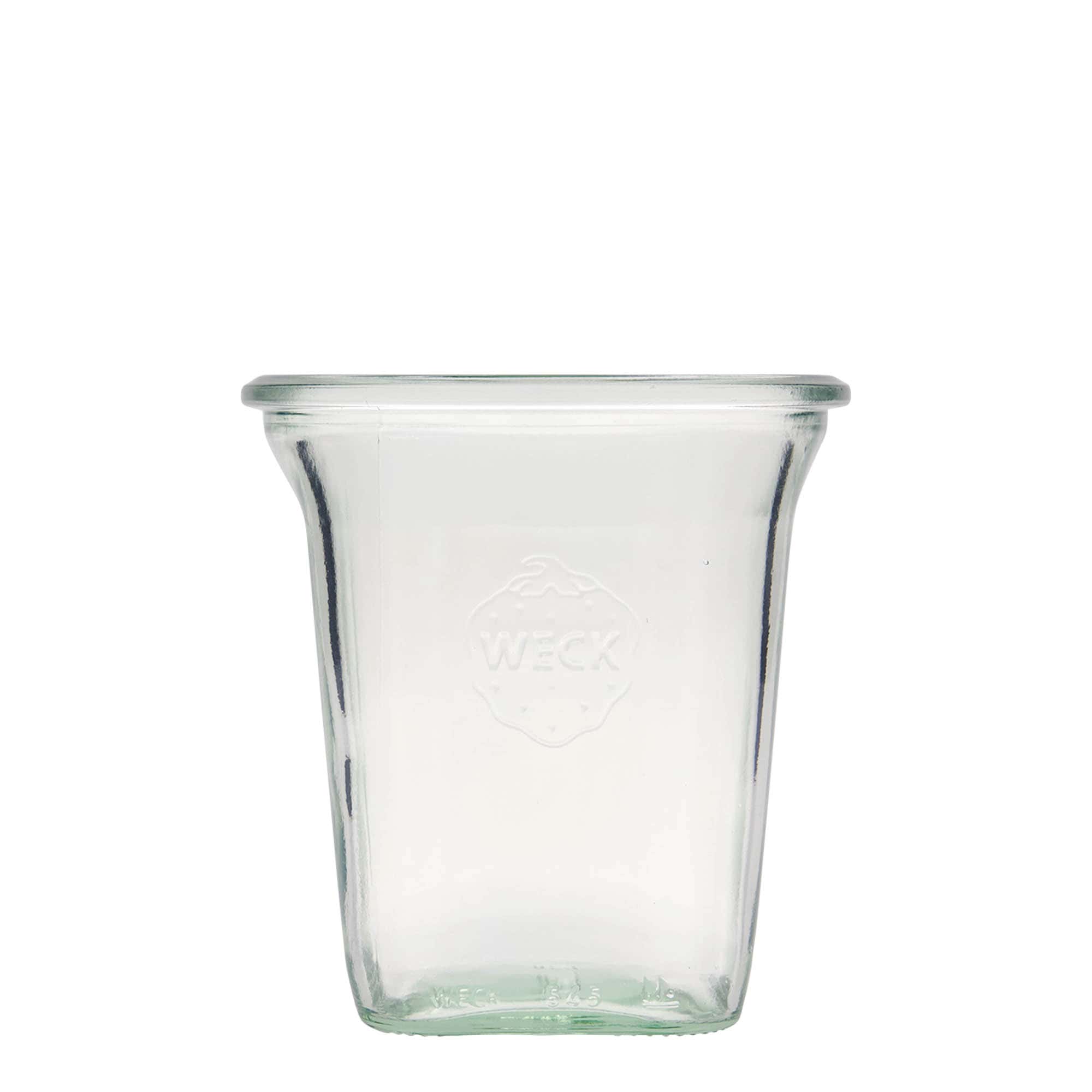 545 ml WECK-quadro-glas, kvadratisk, åbning: Rund kant