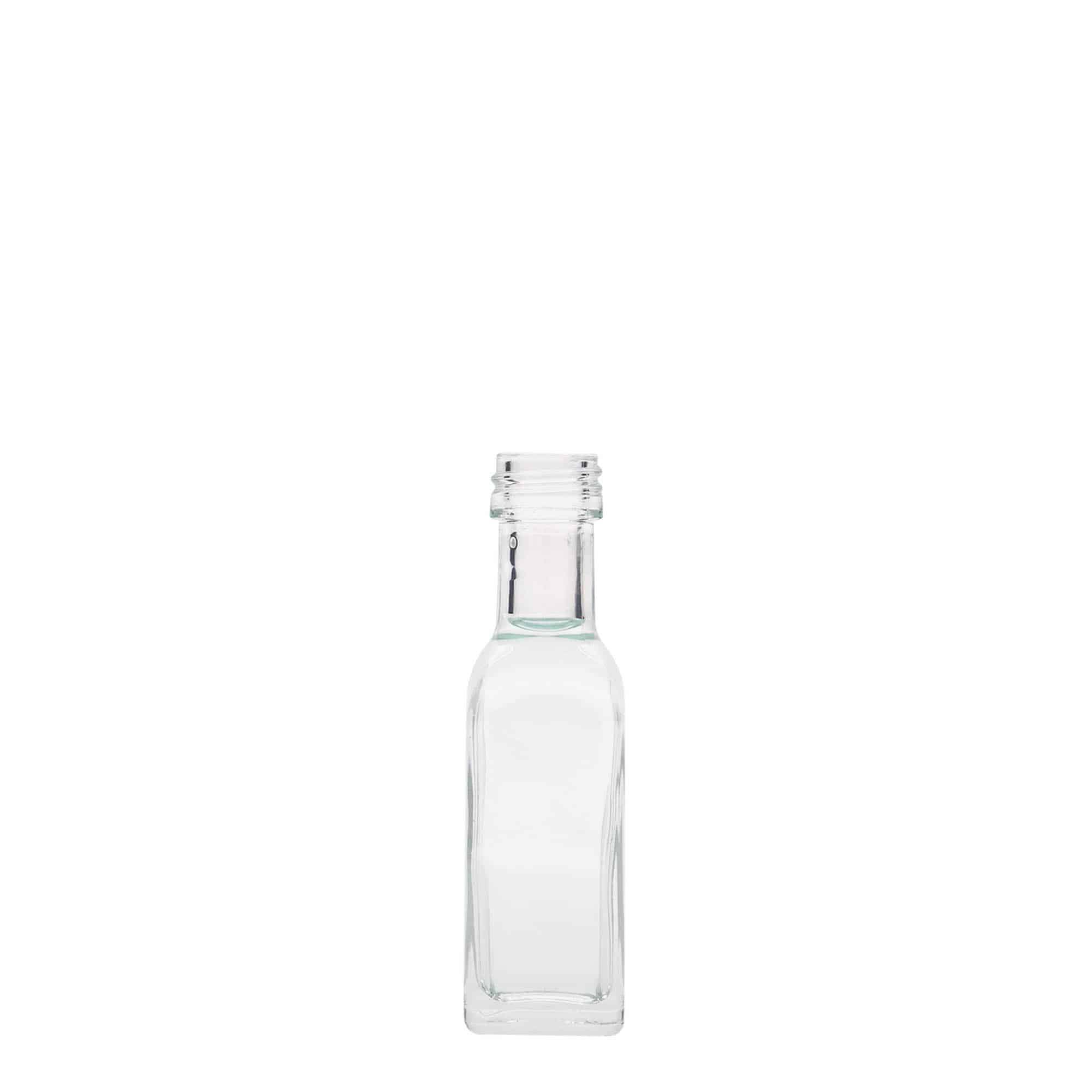 20 ml glasflaske 'Marasca', kvadratisk, åbning: PP 18