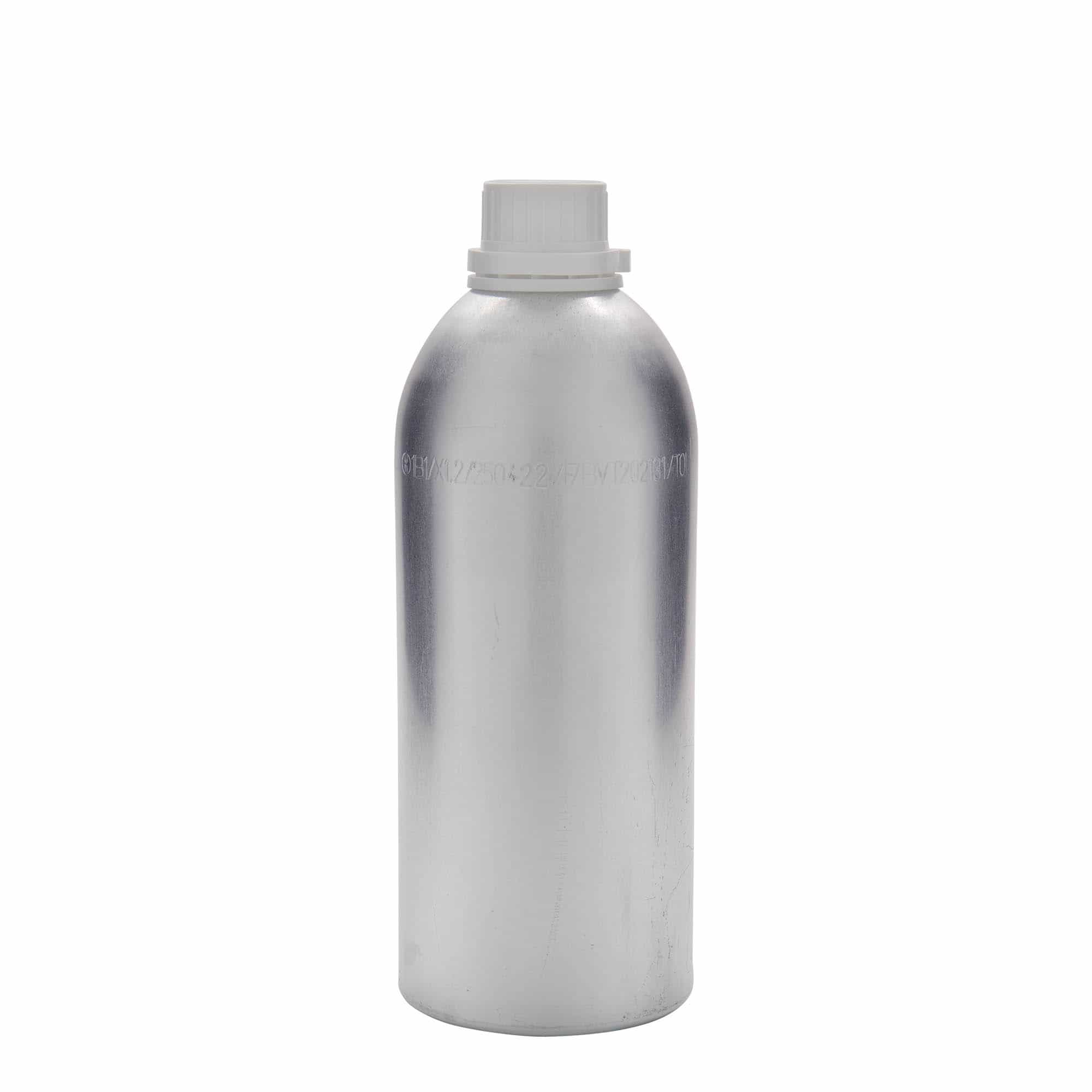 1100 ml aluminiumflaske, metal, sølv, åbning: DIN 32