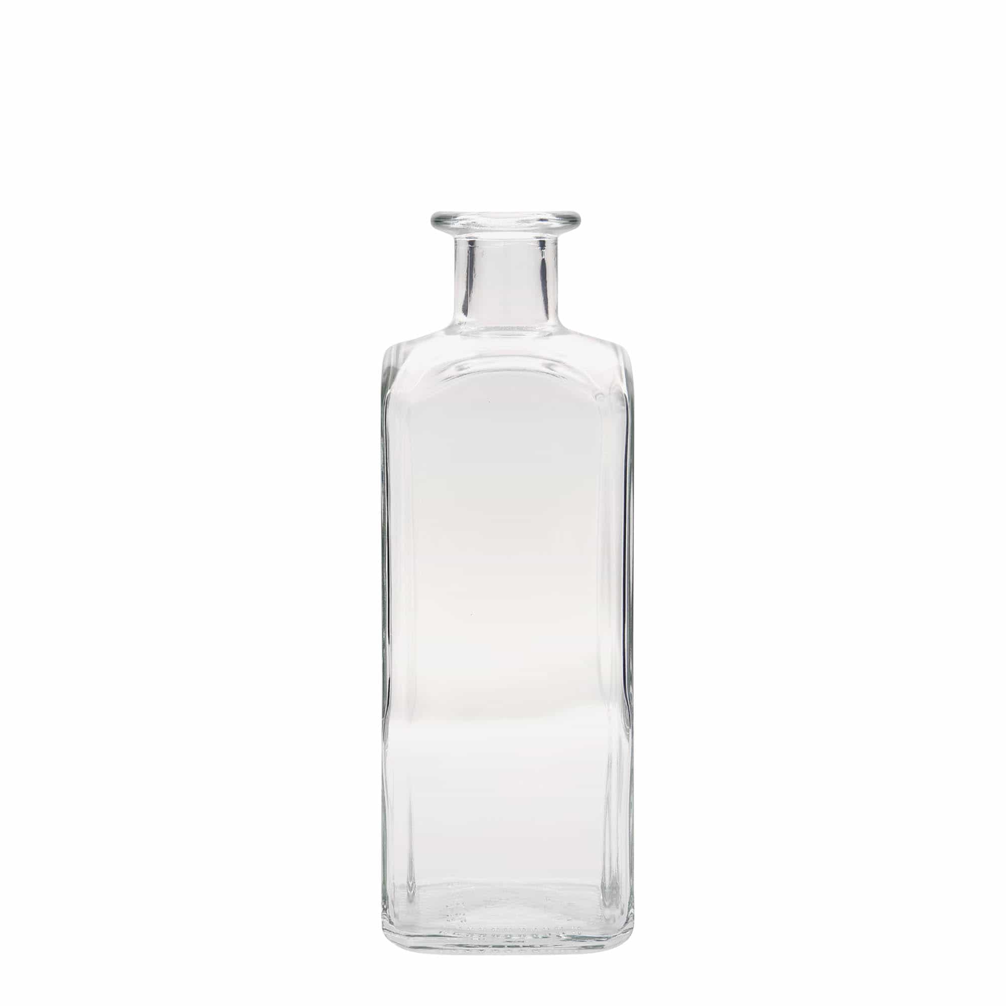 500 ml glasflaske apoteker 'Carré', kvadratisk, åbning: Kork