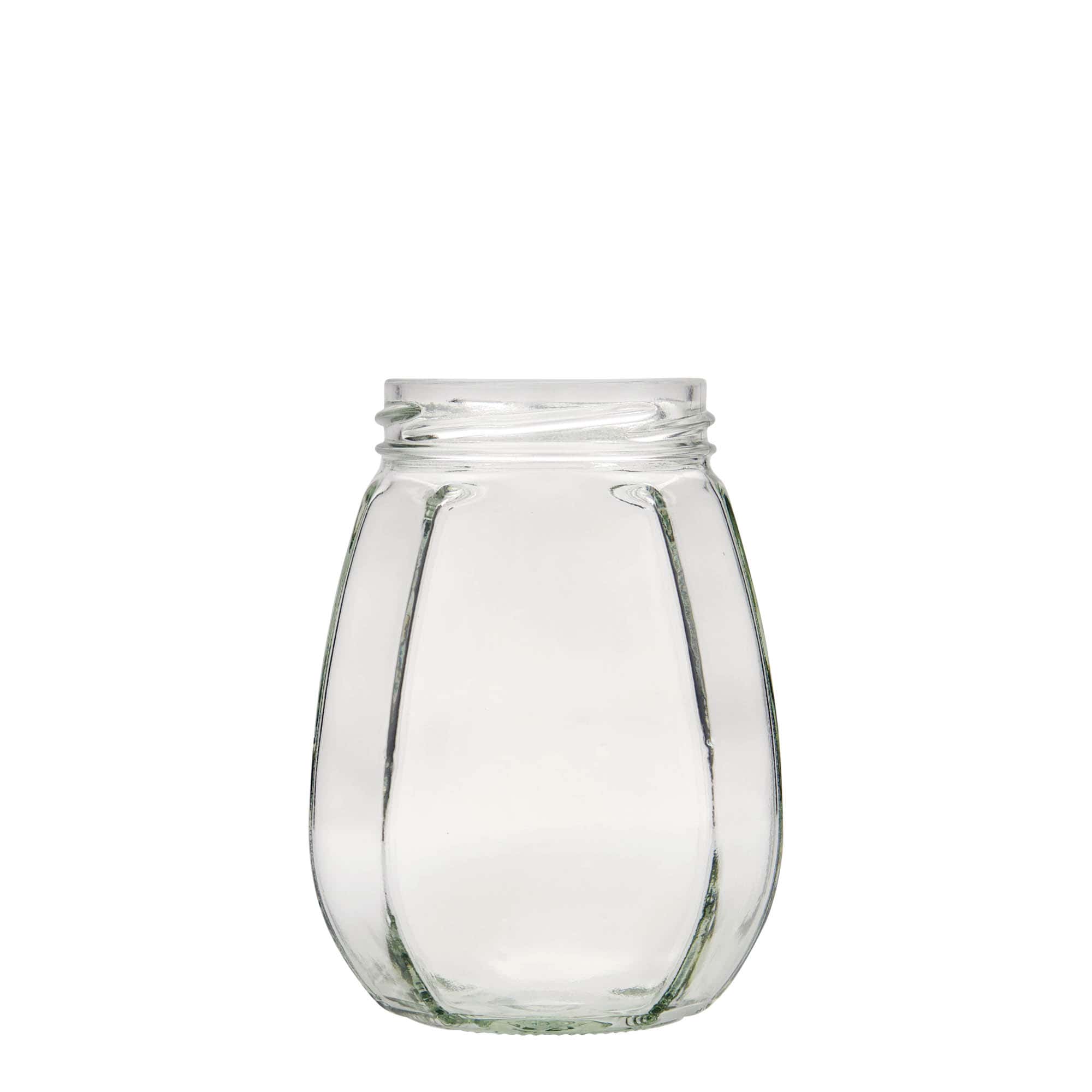 385 ml dekorativt glas, sekskantet, åbning: Twist-off (TO 63)