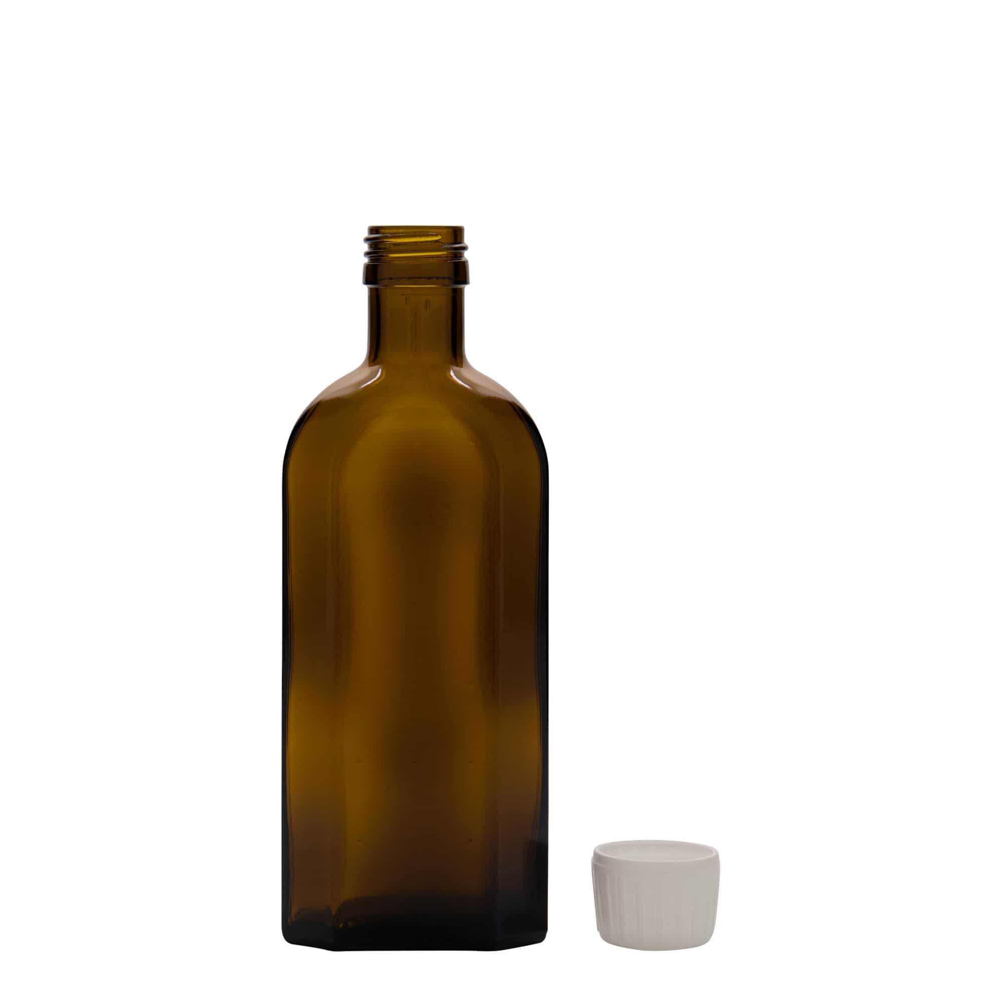 250 ml medicinflaske meplat, glas, brun, åbning: PP 28
