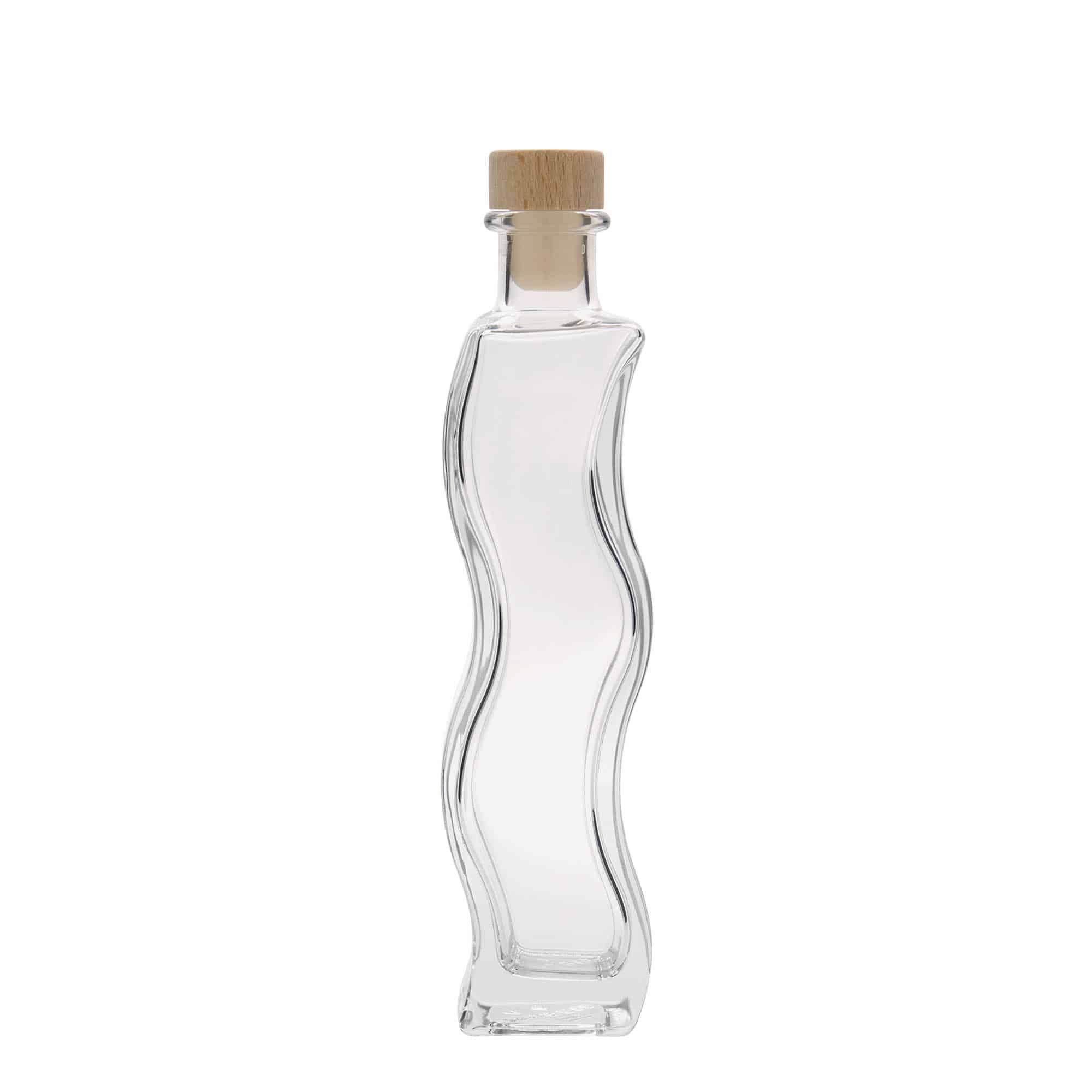 200 ml glasflaske 'Bølge', kvadratisk, åbning: Kork