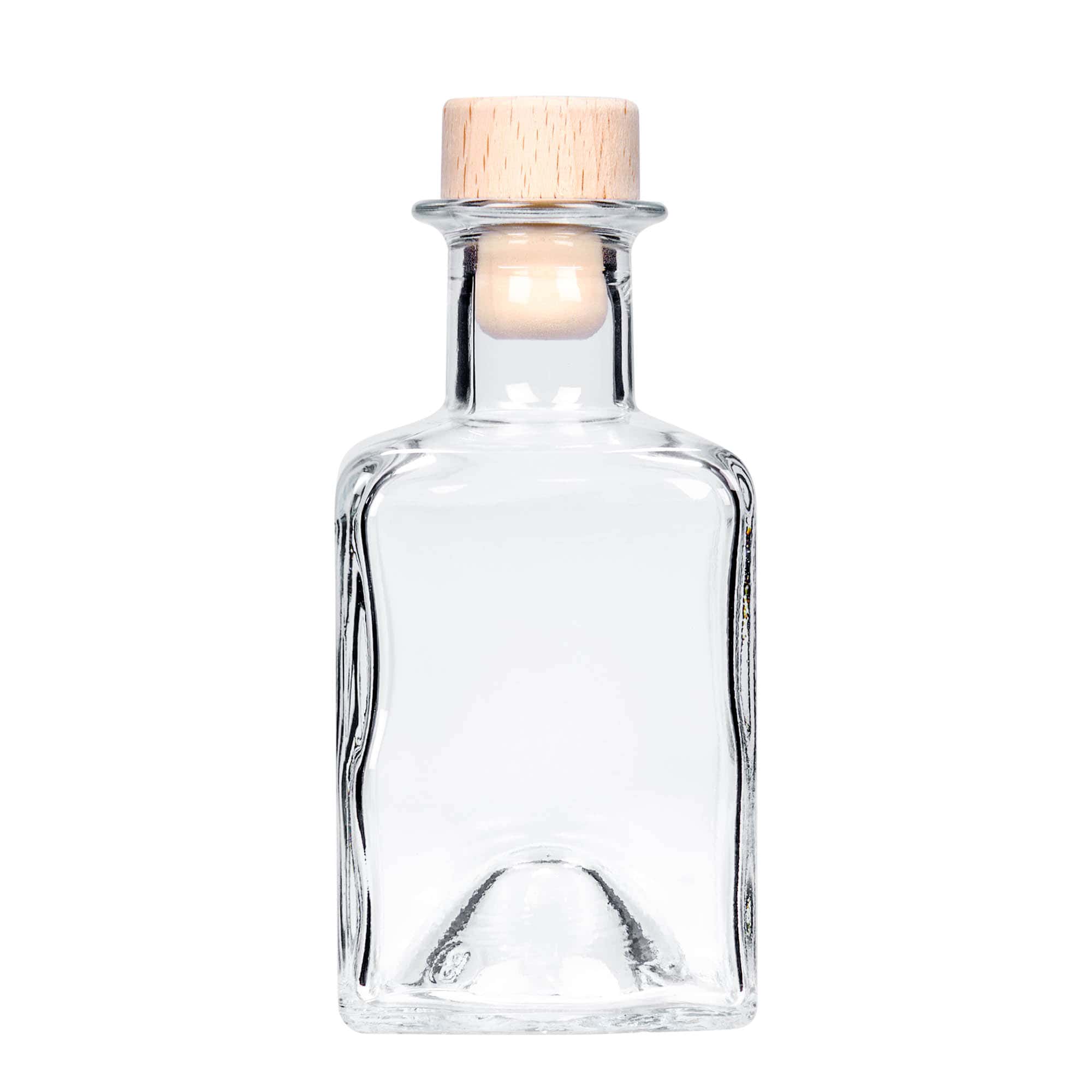 200 ml glasflaske 'Kubica', kvadratisk, åbning: Kork