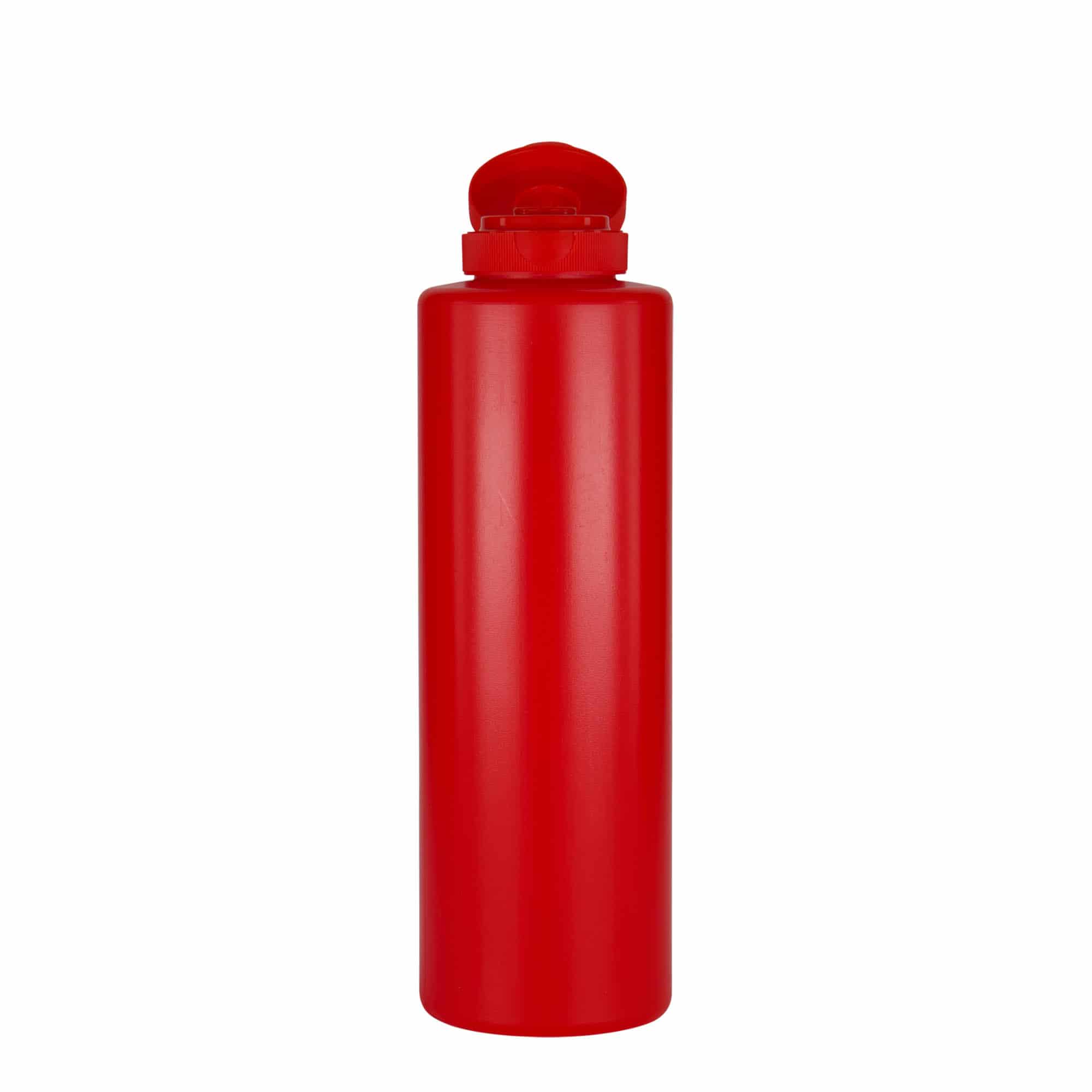 500 ml sovseflaske, LDPE-plast, rød, åbning: GPI 38/400