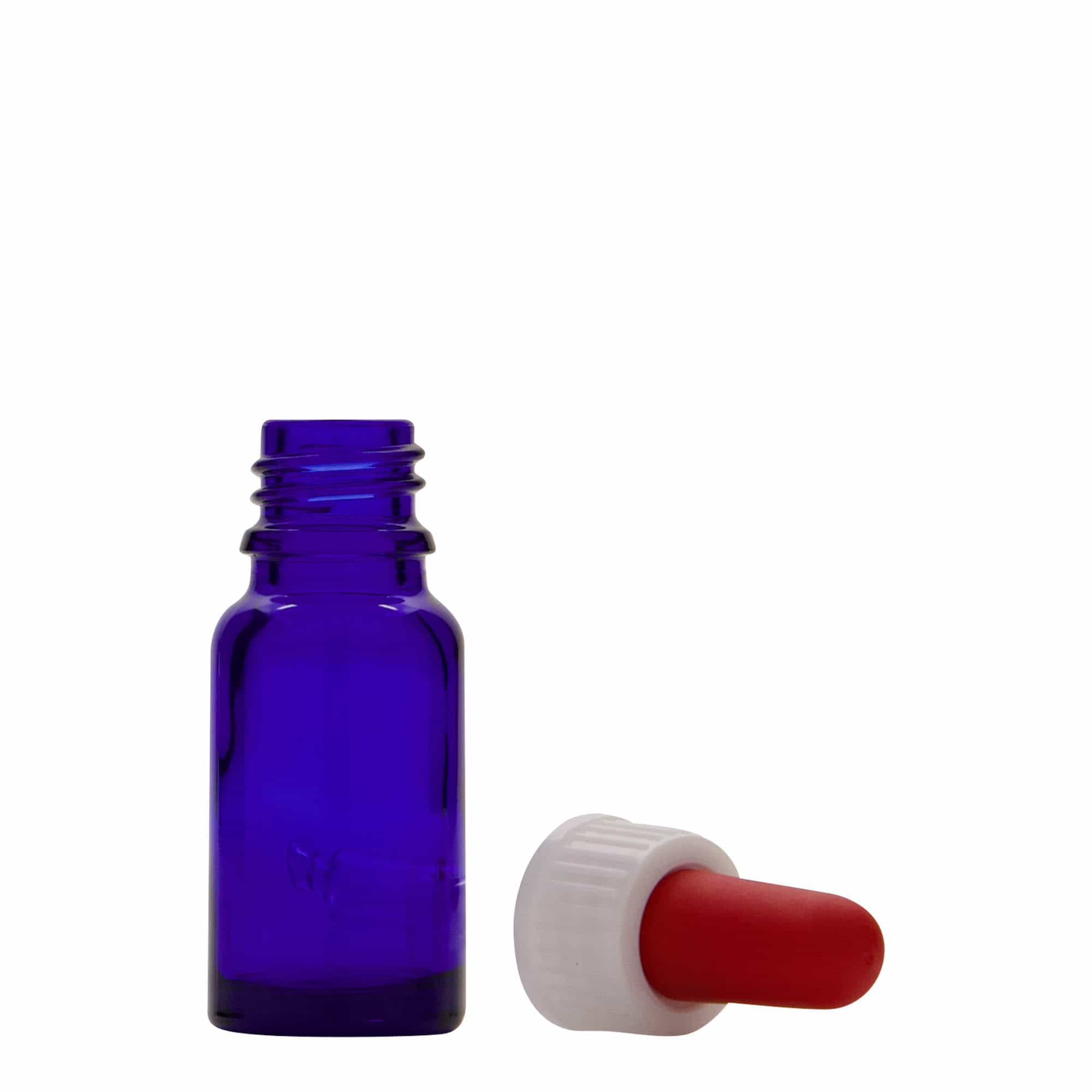 10 ml pipetteflaske, medicin, glas, kongeblå-rød, åbning: DIN 18