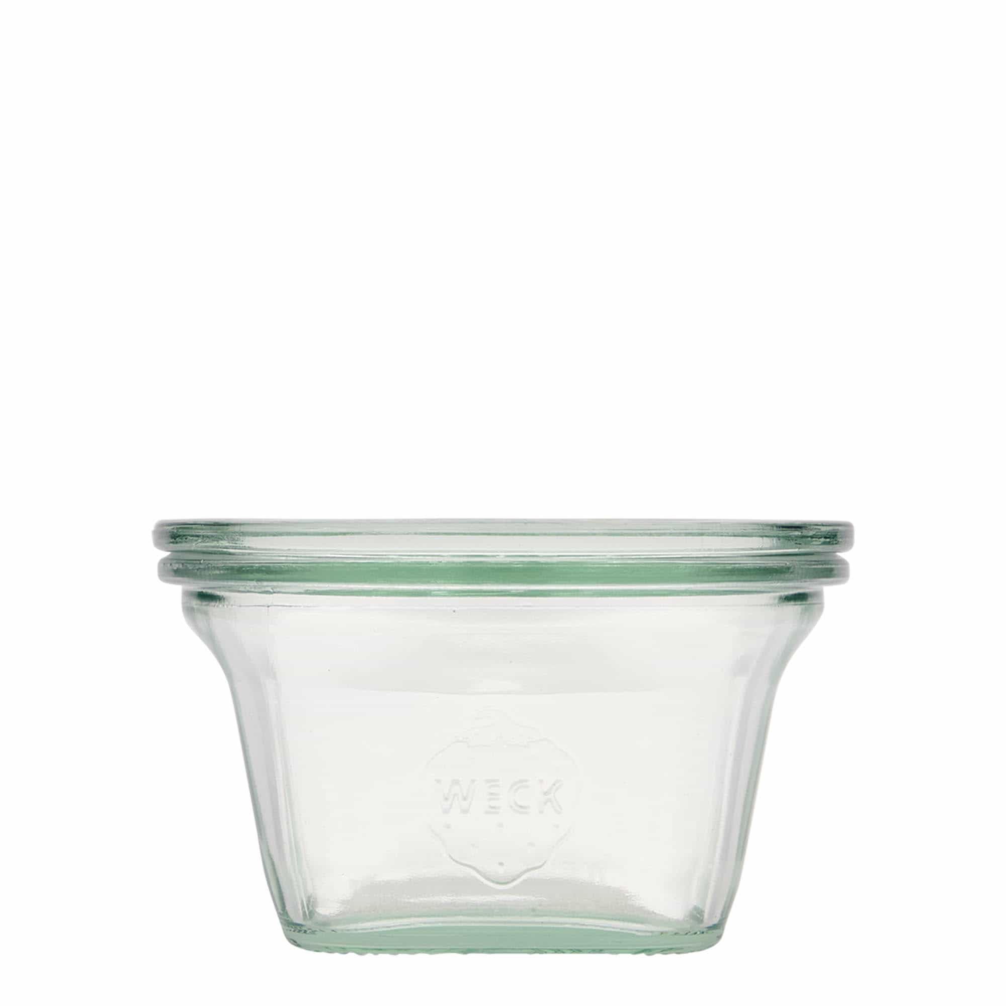 290 ml WECK-quadro-glas, kvadratisk, åbning: Rund kant