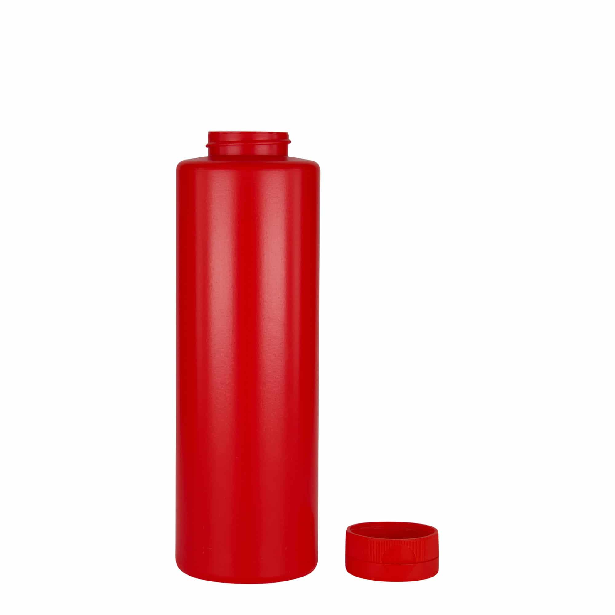 500 ml sovseflaske, LDPE-plast, rød, åbning: GPI 38/400