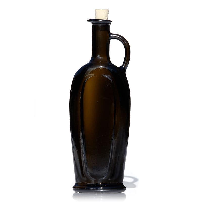 500 ml glasflaske 'Eleganta', oval, antikgrøn, åbning: Kork