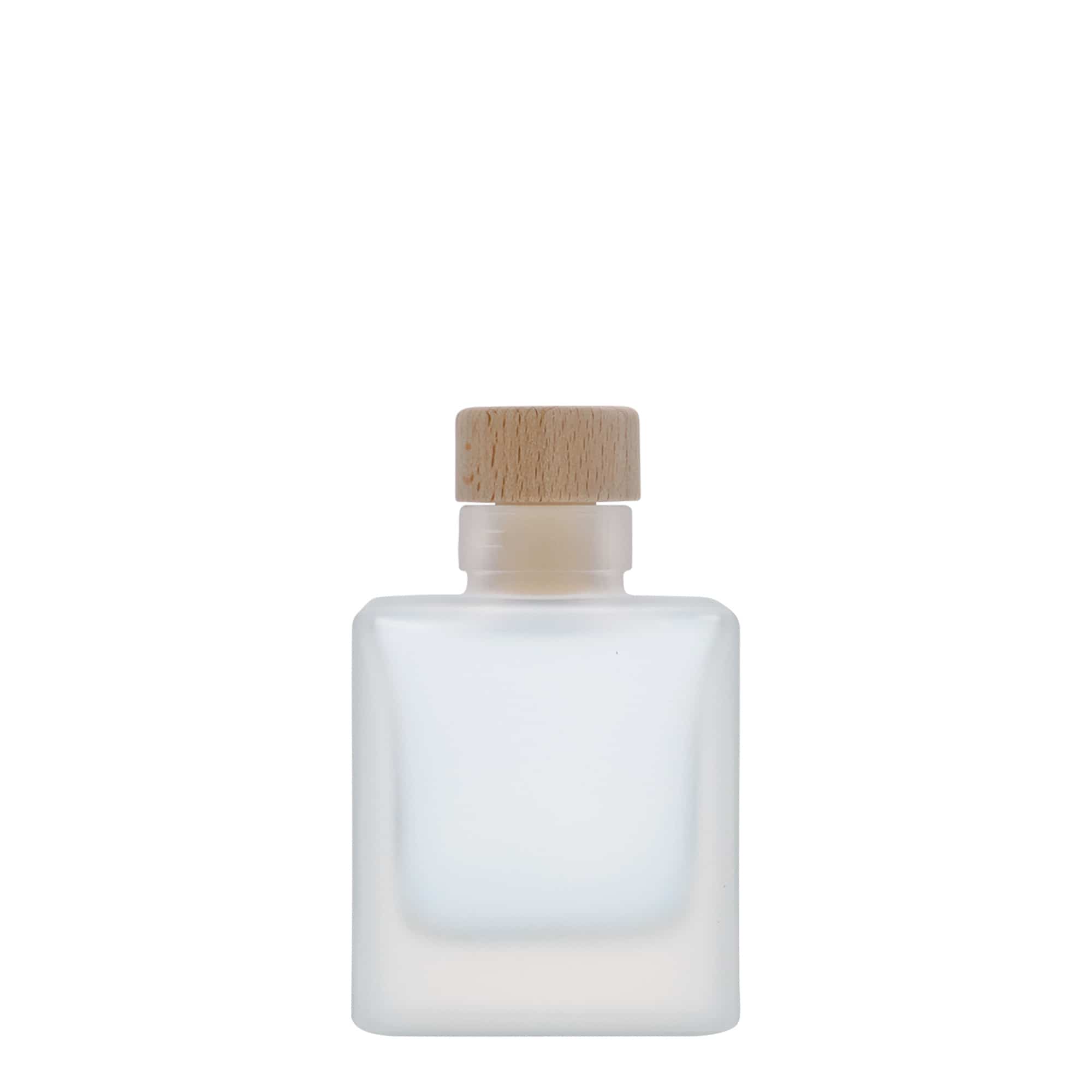 100 ml glasflaske 'Cube', kvadratisk, matteret, åbning: Kork