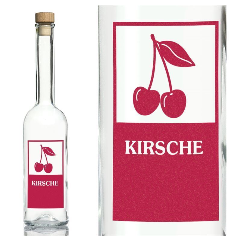 500 ml glasflaske 'Opera', motiv: Kirsebær, åbning: Kork