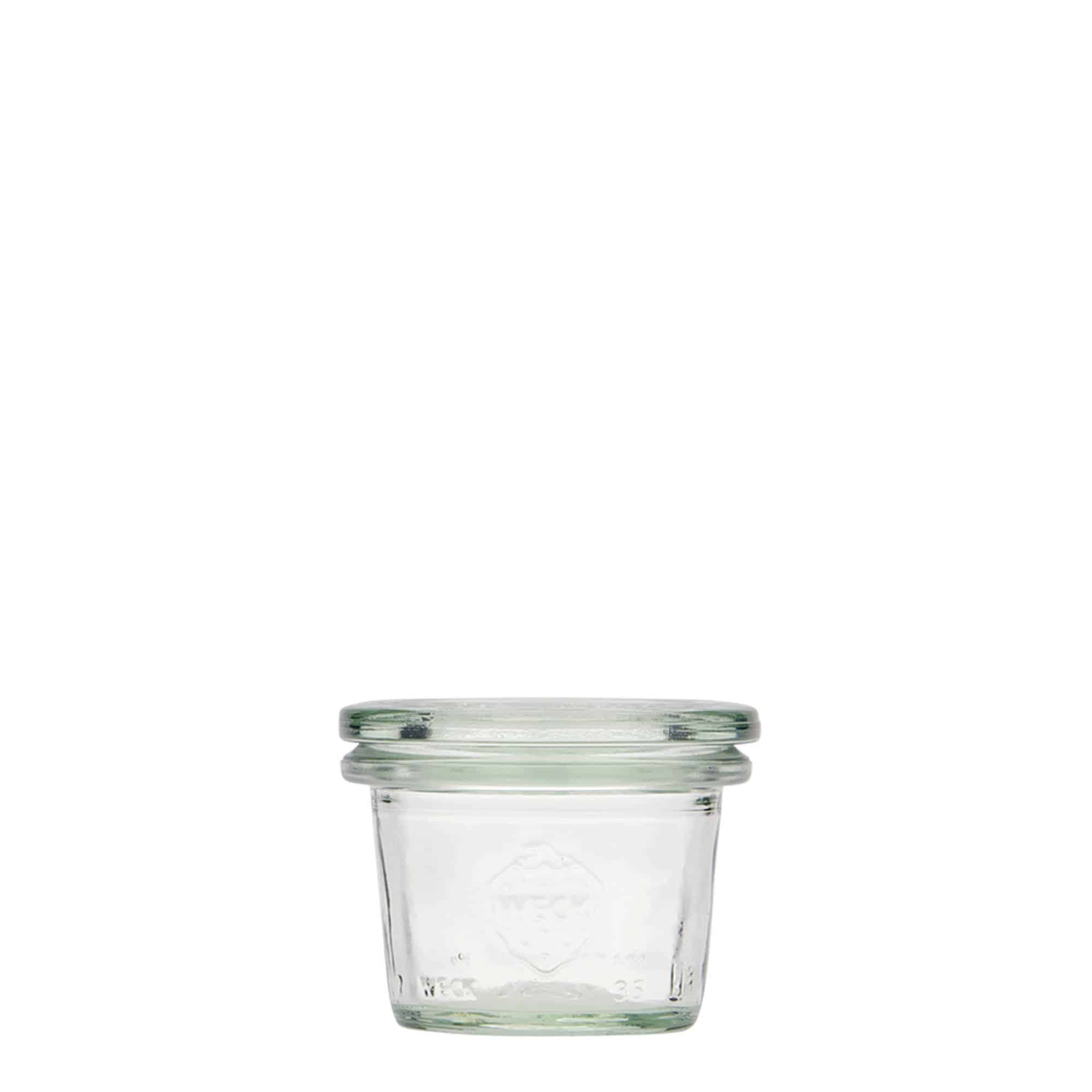 35 ml cylindrisk WECK-sylteglas, åbning: Rund kant