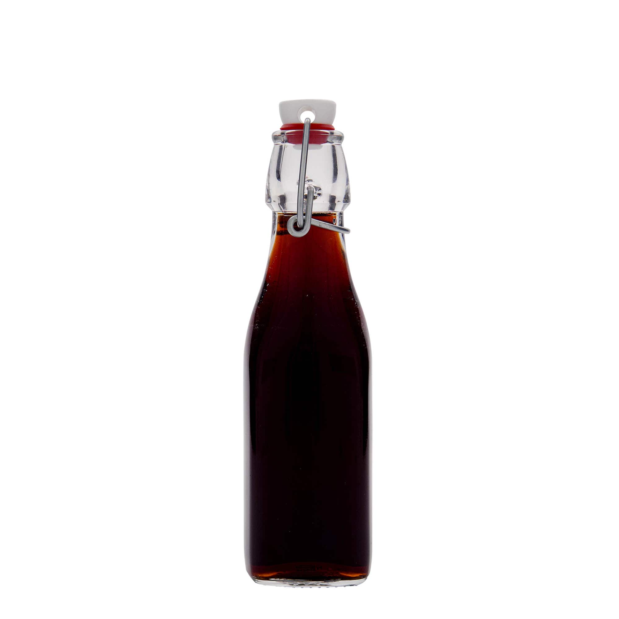 250 ml glasflaske 'Swing', kvadratisk, åbning: Patentlåg