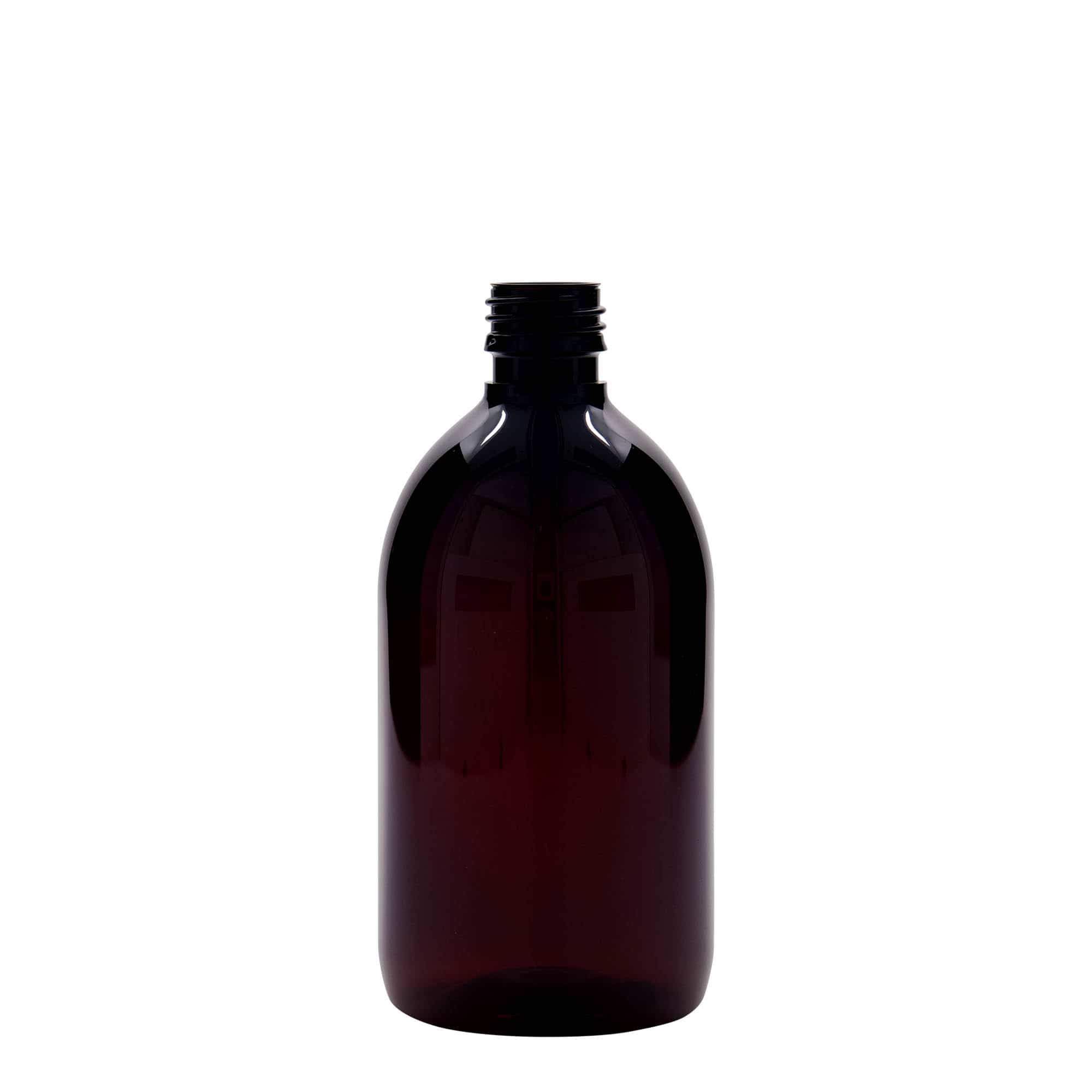 500 ml PET-medicinflaske, brun, plast, åbning: PP 28