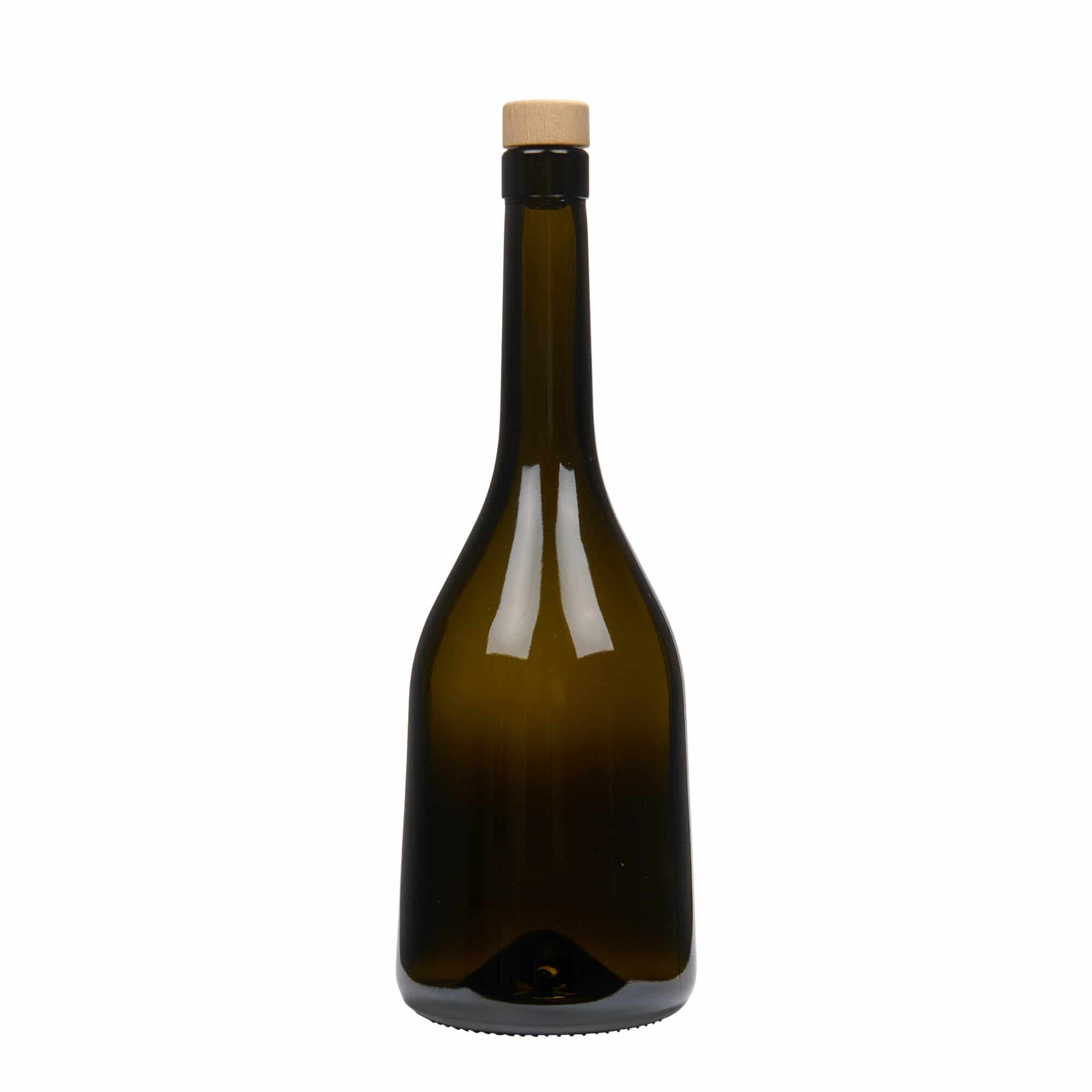 750 ml glasflaske 'Rustica', antikgrøn, åbning: Kork