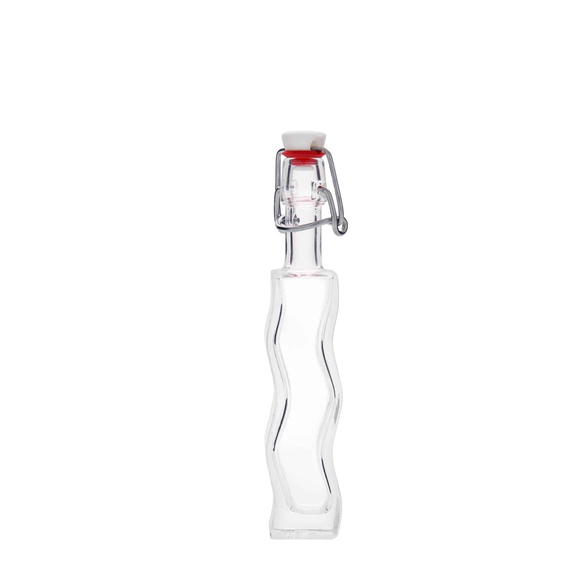40 ml glasflaske 'Bølge', kvadratisk, åbning: Patentlåg