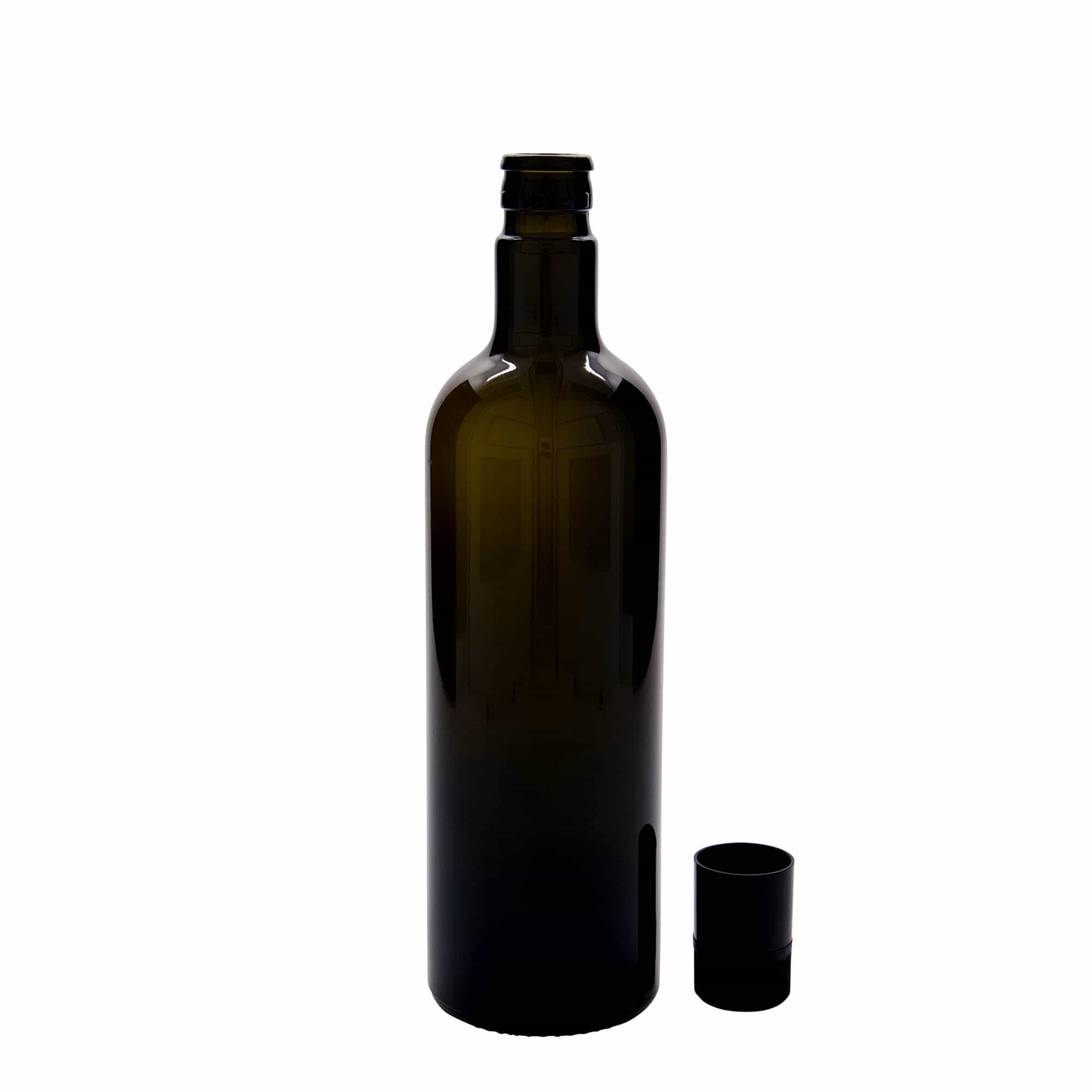 750 ml eddike-/olieflaske 'Willy New', glas, antikgrøn, åbning: DOP