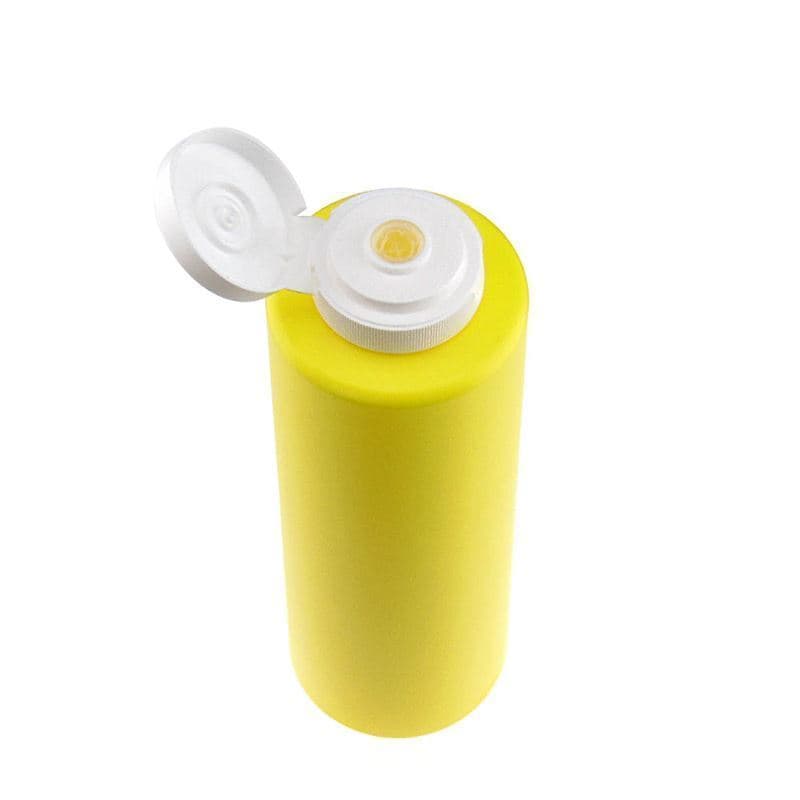 500 ml sovseflaske, LDPE-plast, gul, åbning: GPI 38/400