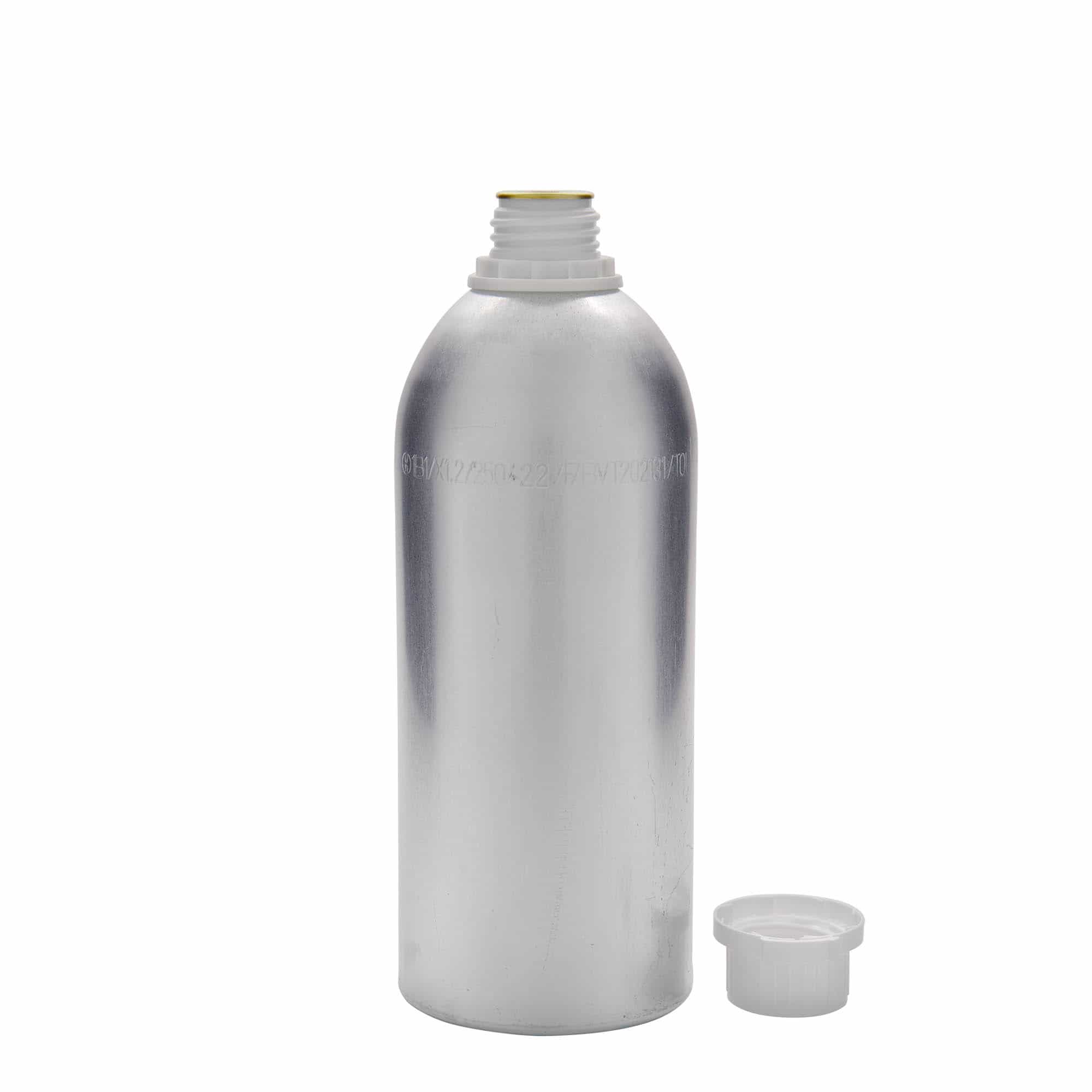 1100 ml aluminiumflaske, metal, sølv, åbning: DIN 32