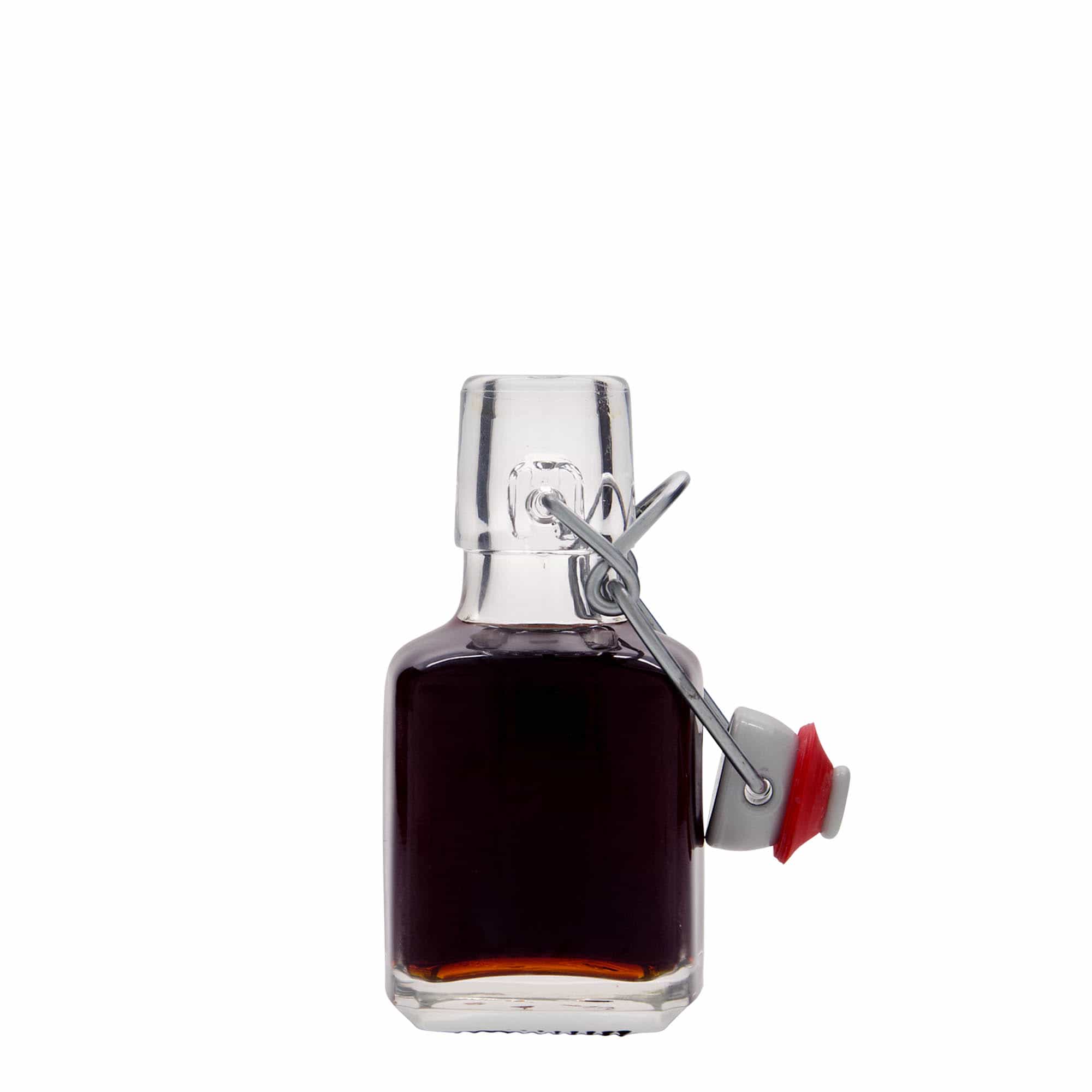 100 ml glasflaske 'Kubica', kvadratisk, åbning: Patentlåg