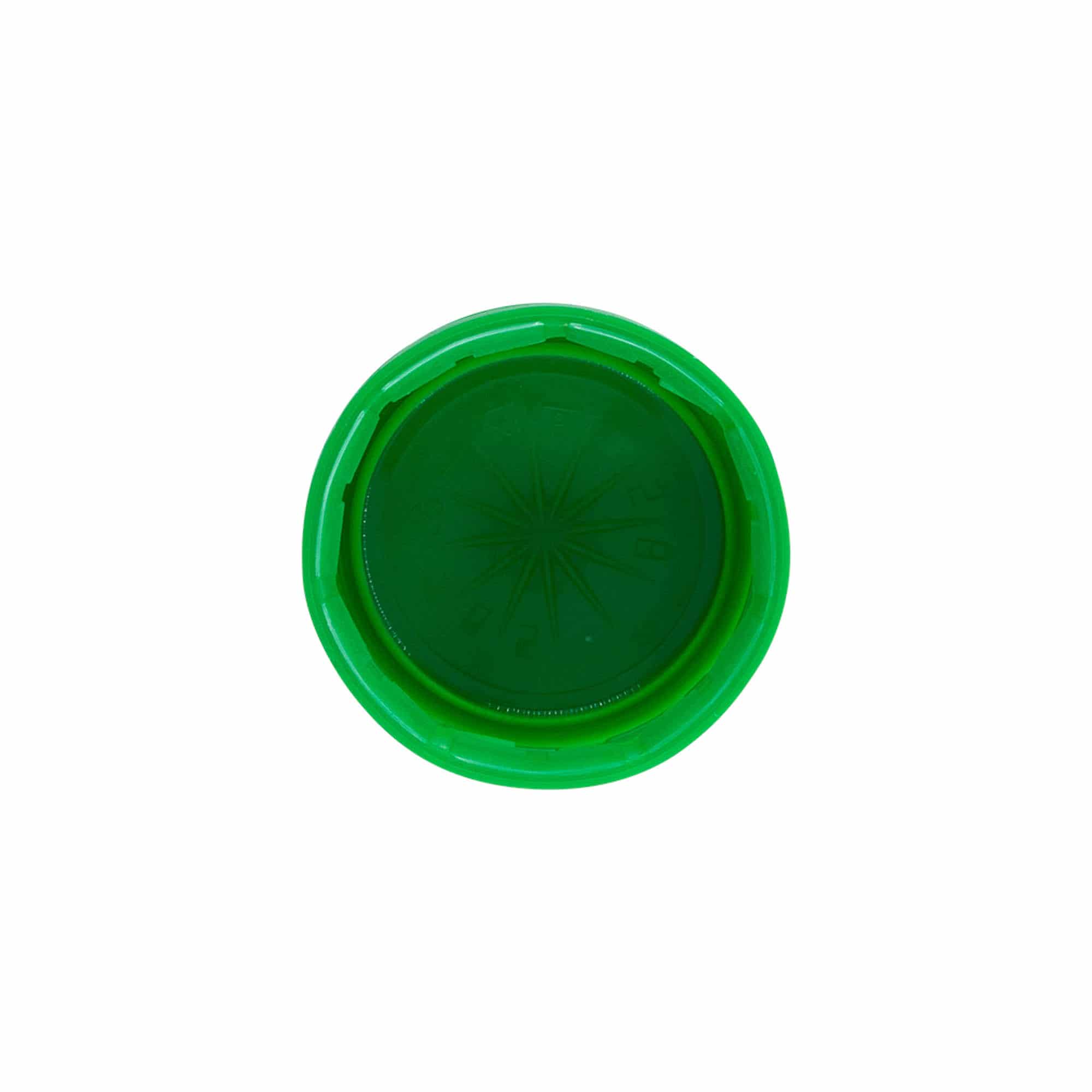 Skruelåg dobbelt gevind, PE-plast, grøn, til åbning: PET 38 mm